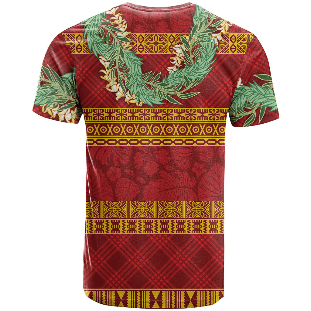 Hawai'i Paniolo Maile Twisted Lei T Shirt Hilo Royal Red LT7 - Polynesian Pride