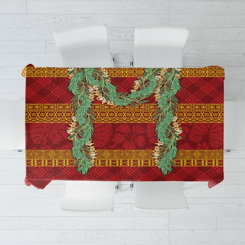 Hawai'i Paniolo Maile Twisted Lei Tablecloth Hilo Royal Red