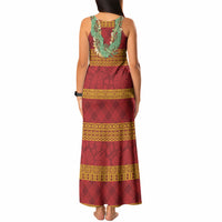 Hawai'i Paniolo Maile Twisted Lei Tank Maxi Dress Hilo Royal Red LT7 - Polynesian Pride