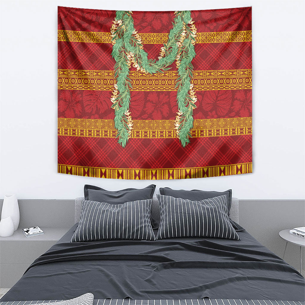 Hawai'i Paniolo Maile Twisted Lei Tapestry Hilo Royal Red LT7 - Polynesian Pride