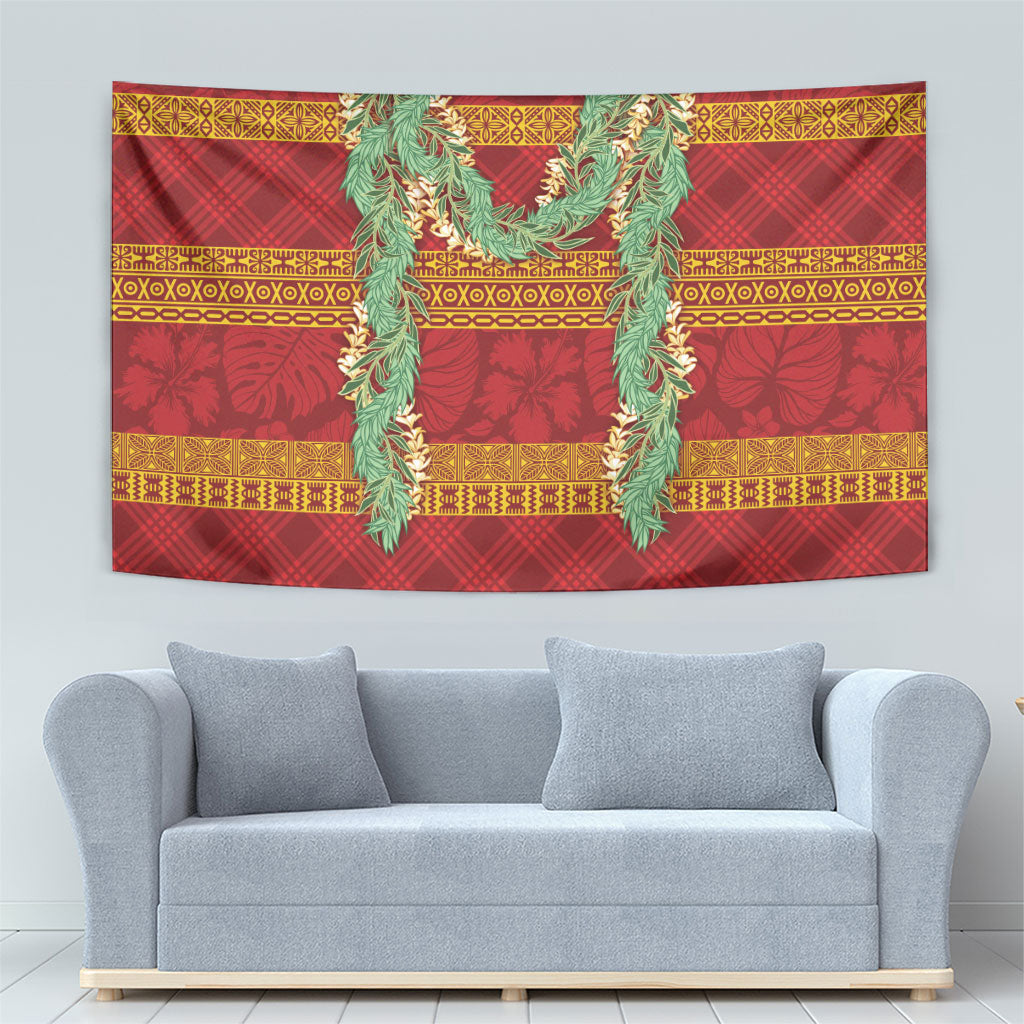 Hawai'i Paniolo Maile Twisted Lei Tapestry Hilo Royal Red LT7 - Polynesian Pride