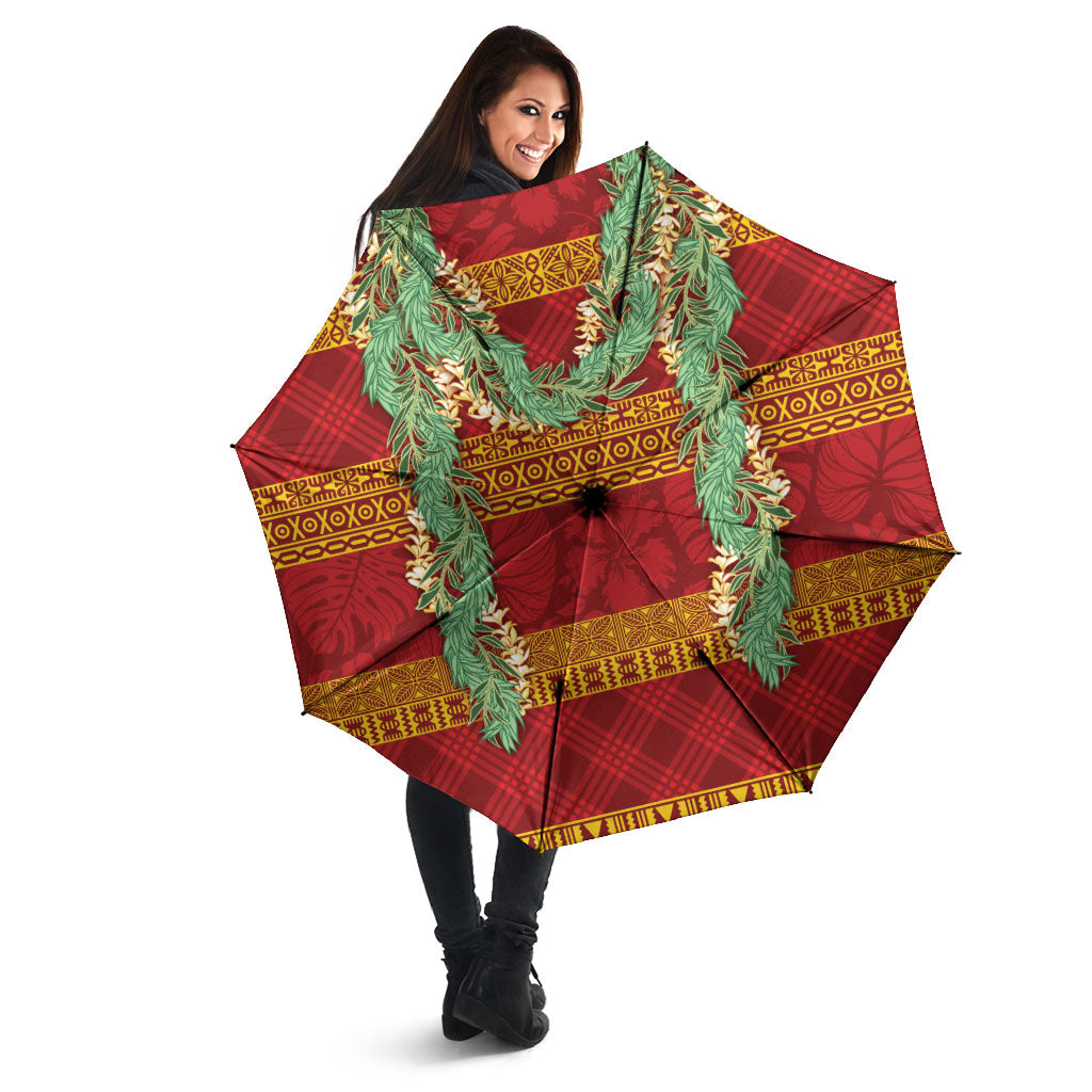 Hawai'i Paniolo Maile Twisted Lei Umbrella Hilo Royal Red LT7 - Polynesian Pride