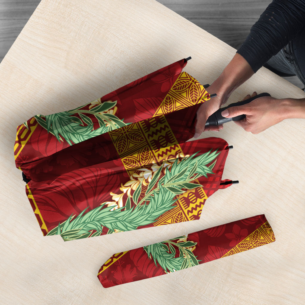 Hawai'i Paniolo Maile Twisted Lei Umbrella Hilo Royal Red LT7 - Polynesian Pride