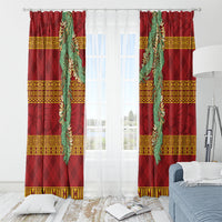 Hawai'i Paniolo Maile Twisted Lei Window Curtain Hilo Royal Red LT7 - Polynesian Pride
