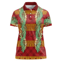 Hawai'i Paniolo Maile Twisted Lei Women Polo Shirt Hilo Royal Red LT7 Female Red - Polynesian Pride
