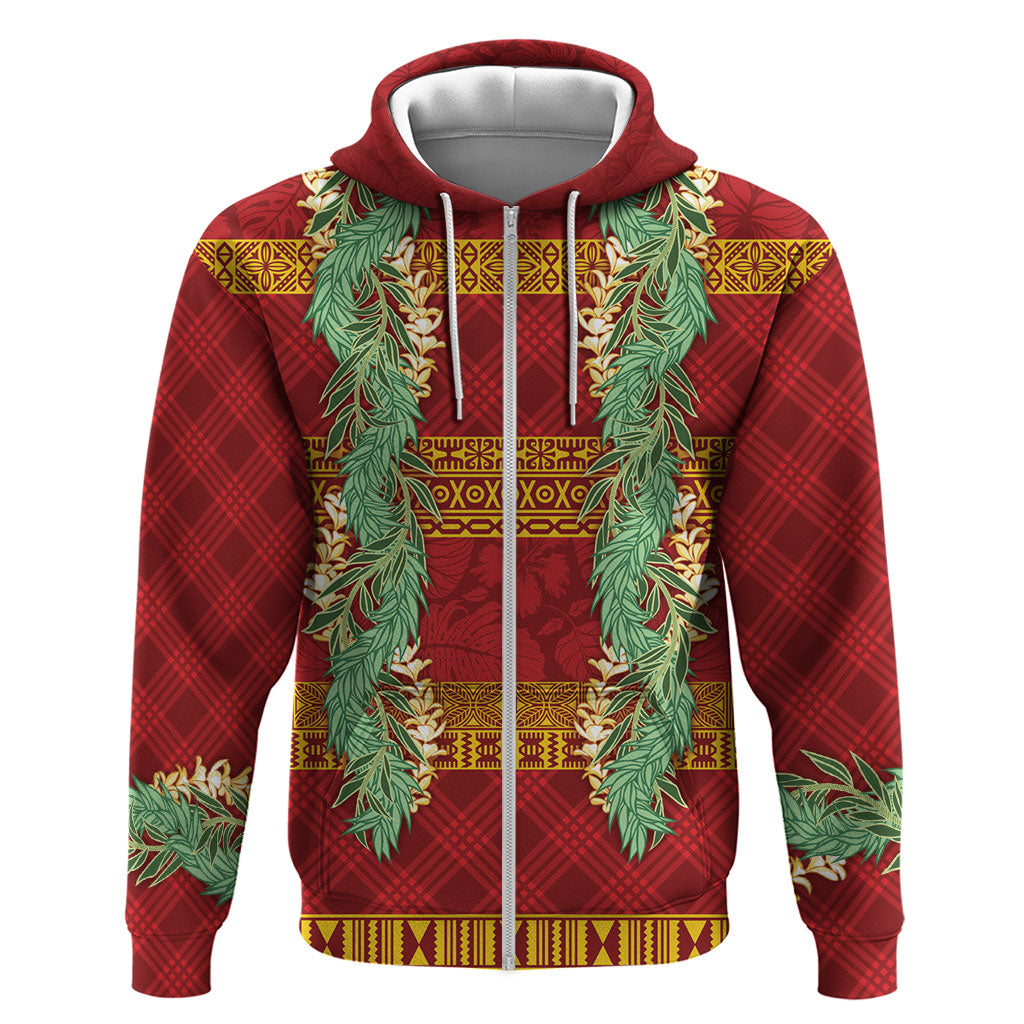 Hawai'i Paniolo Maile Twisted Lei Zip Hoodie Hilo Royal Red