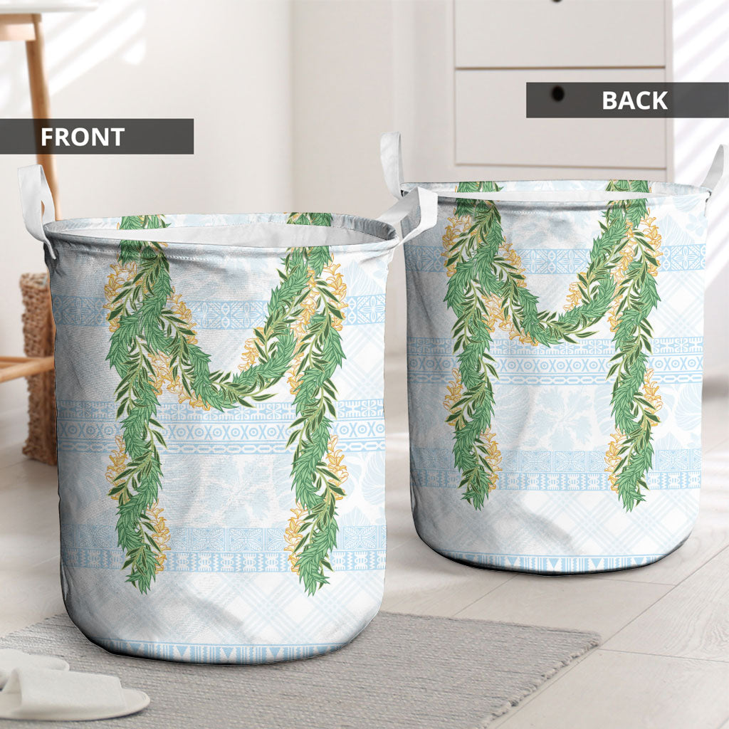 Hawai'i Paniolo Maile Twisted Lei Laundry Basket Winter White LT7 - Polynesian Pride