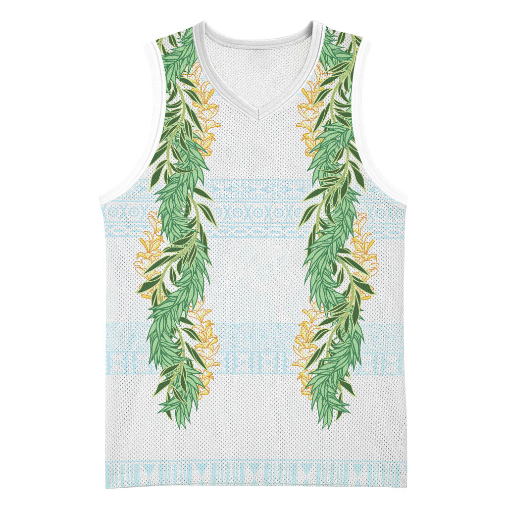 Hawai'i Paniolo Maile Twisted Lei Basketball Jersey Winter White