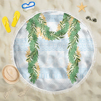Hawai'i Paniolo Maile Twisted Lei Beach Blanket Winter White LT7 One Size 150cm White - Polynesian Pride