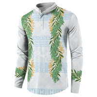 Hawai'i Paniolo Maile Twisted Lei Button Sweatshirt Winter White LT7 - Polynesian Pride