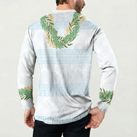 Hawai'i Paniolo Maile Twisted Lei Button Sweatshirt Winter White LT7 - Polynesian Pride