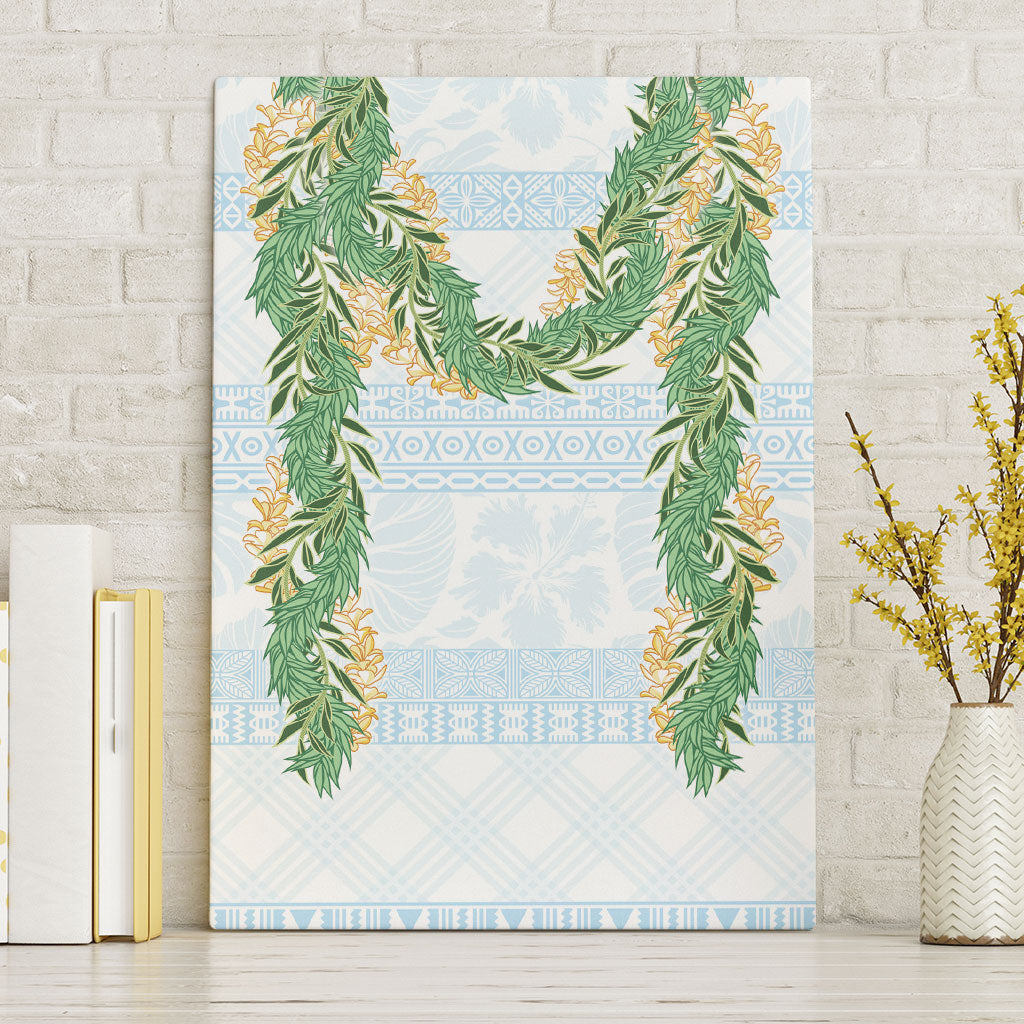 Hawai'i Paniolo Maile Twisted Lei Canvas Wall Art Winter White