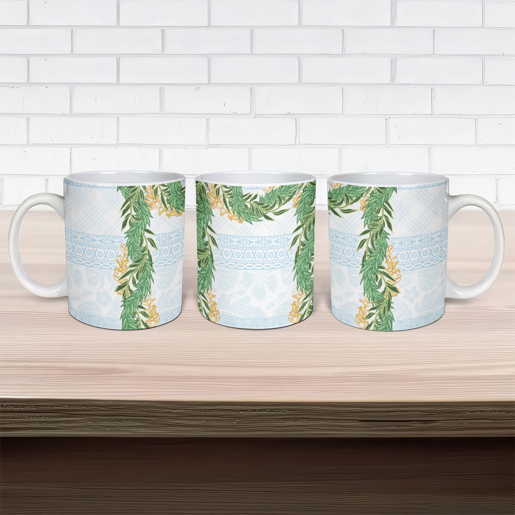 Hawai'i Paniolo Maile Twisted Lei Ceramic Mug Winter White LT7 - Polynesian Pride