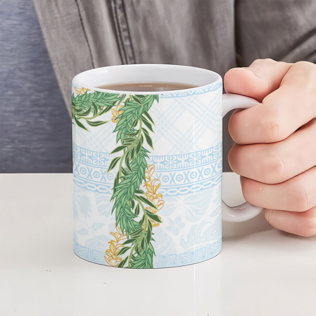 Hawai'i Paniolo Maile Twisted Lei Ceramic Mug Winter White LT7 - Polynesian Pride