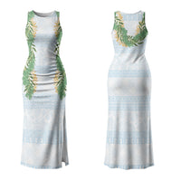 Hawai'i Paniolo Maile Twisted Lei Couples Matching Tank Maxi Dress and Long Sleeve Button Shirt Winter White LT7 - Polynesian Pride