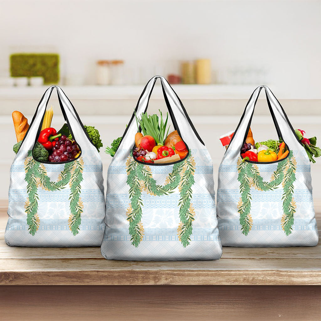 Hawai'i Paniolo Maile Twisted Lei Grocery Bag Winter White LT7 3-pack One Size White - Polynesian Pride