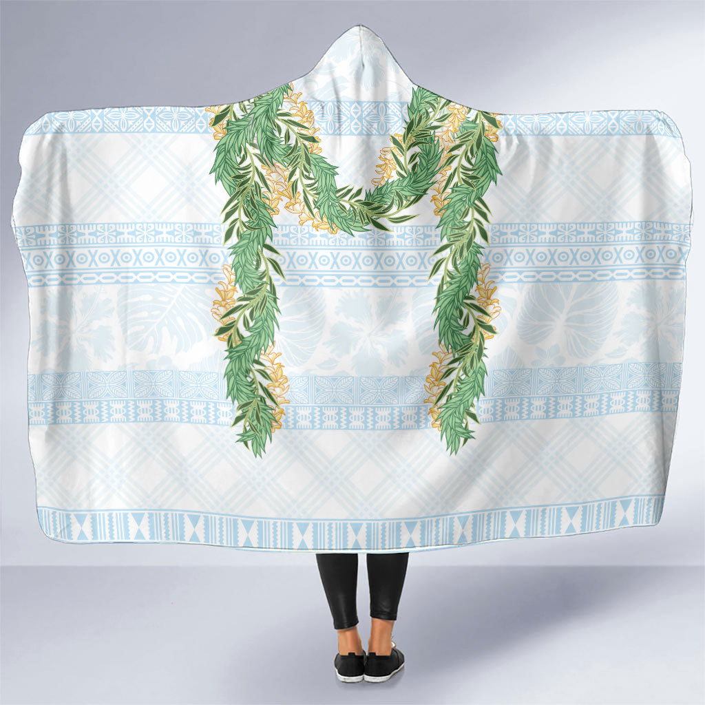 Hawai'i Paniolo Maile Twisted Lei Hooded Blanket Winter White LT7 One Size White - Polynesian Pride