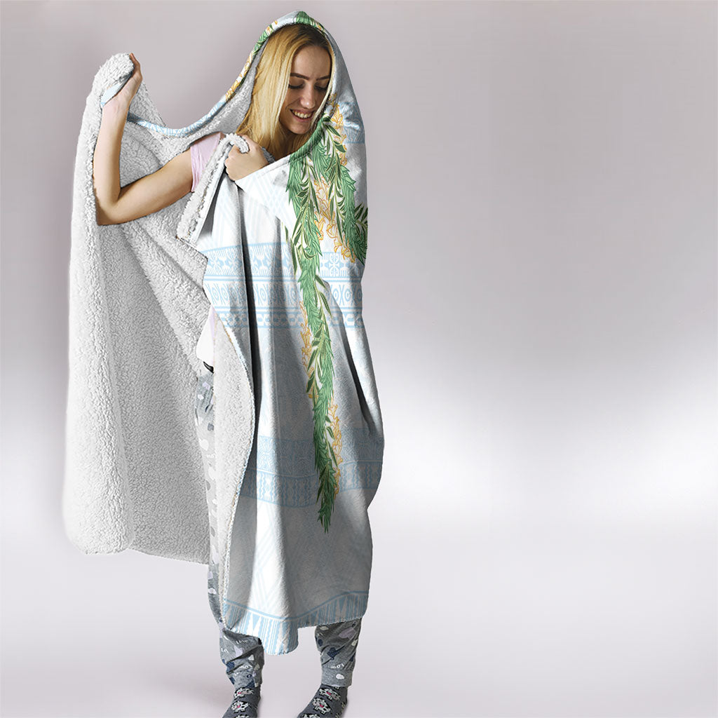 Hawai'i Paniolo Maile Twisted Lei Hooded Blanket Winter White LT7 - Polynesian Pride