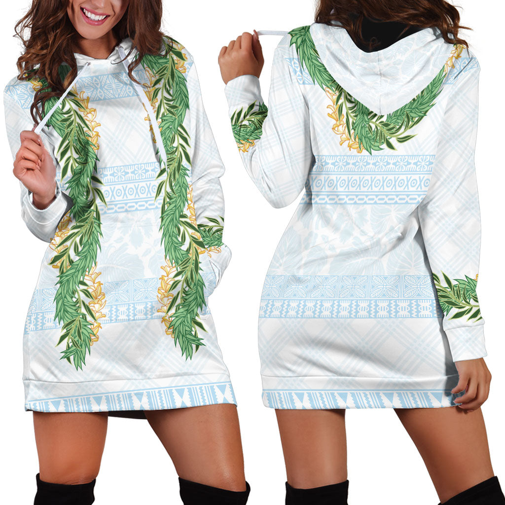 Hawai'i Paniolo Maile Twisted Lei Hoodie Dress Winter White LT7 - Polynesian Pride