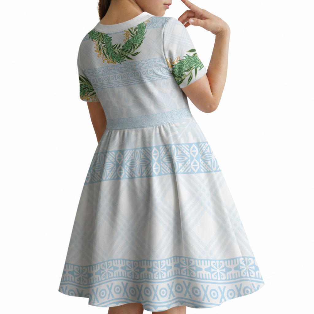 Hawai'i Paniolo Maile Twisted Lei Kid Short Sleeve Dress Winter White LT7 - Polynesian Pride