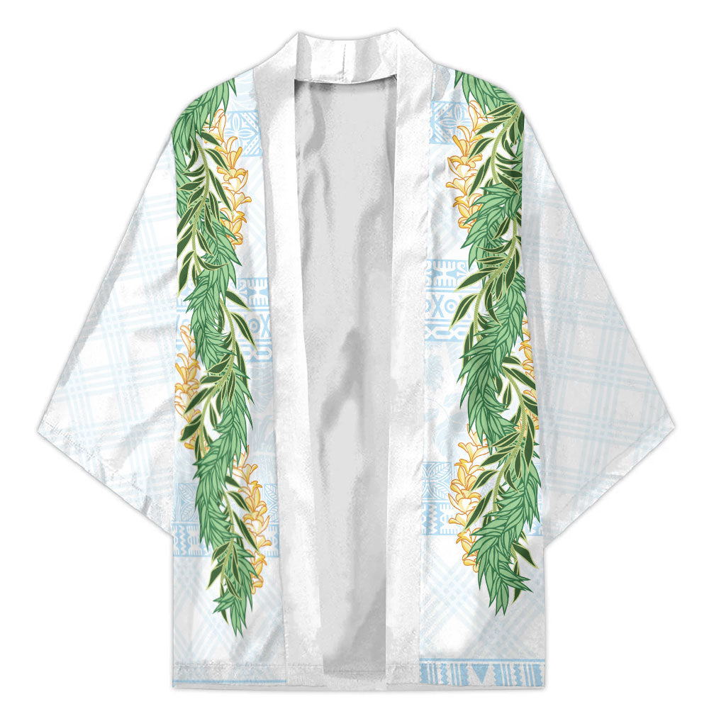 Hawai'i Paniolo Maile Twisted Lei Kimono Winter White LT7 Unisex White - Polynesian Pride