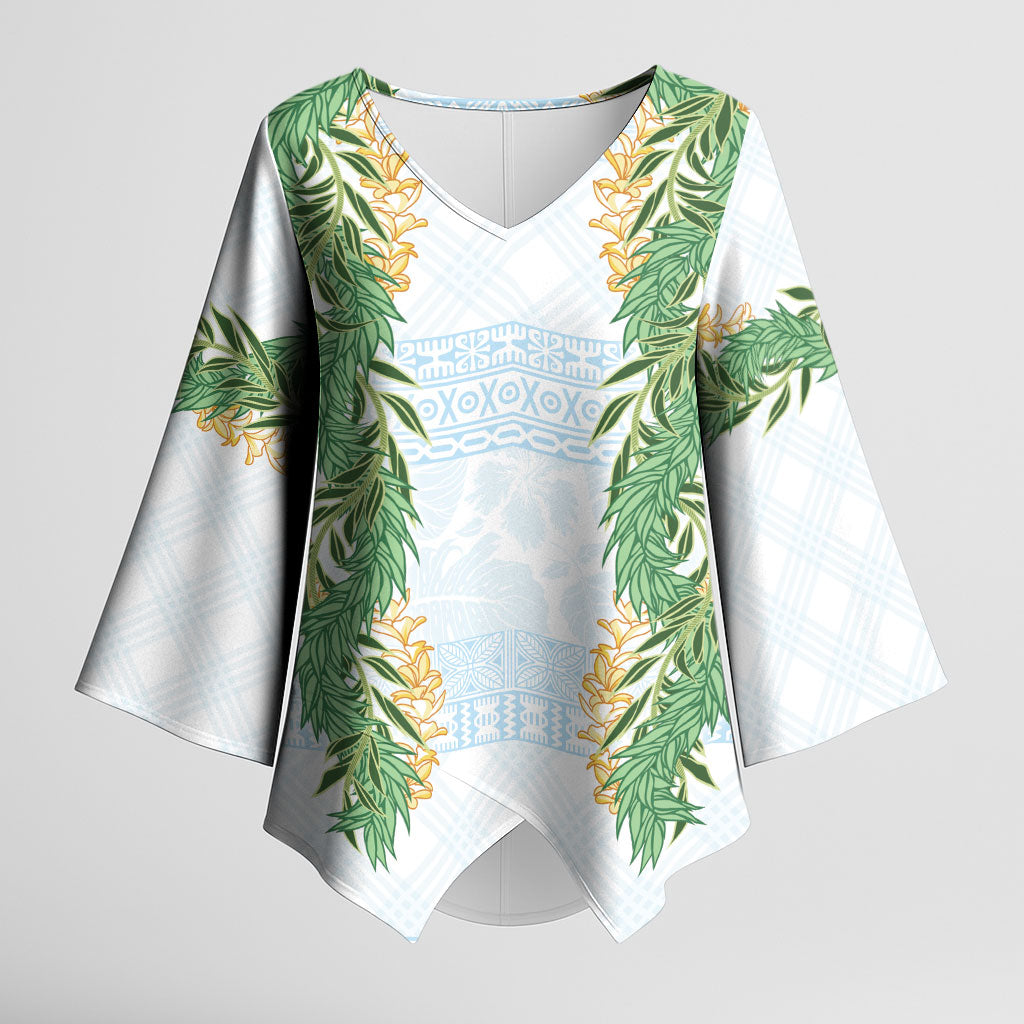 Hawai'i Paniolo Maile Twisted Lei Kimono Sleeve Blouse Winter White