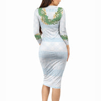 Hawai'i Paniolo Maile Twisted Lei Long Sleeve Bodycon Dress Winter White LT7 - Polynesian Pride
