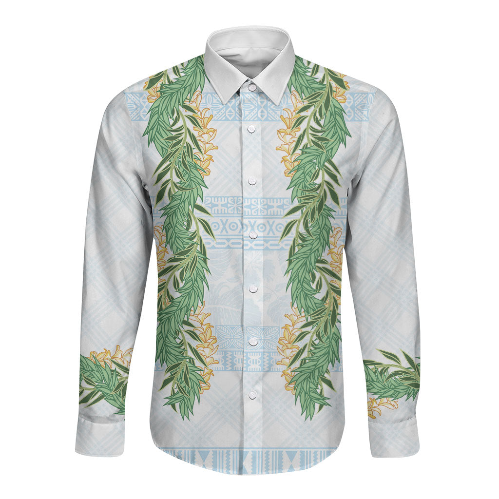 Hawai'i Paniolo Maile Twisted Lei Long Sleeve Button Shirt Winter White