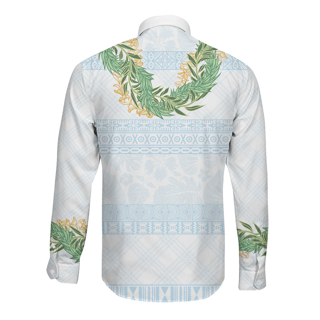 Hawai'i Paniolo Maile Twisted Lei Long Sleeve Button Shirt Winter White LT7 - Polynesian Pride