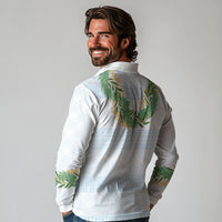 Hawai'i Paniolo Maile Twisted Lei Long Sleeve Polo Shirt Winter White LT7 - Polynesian Pride