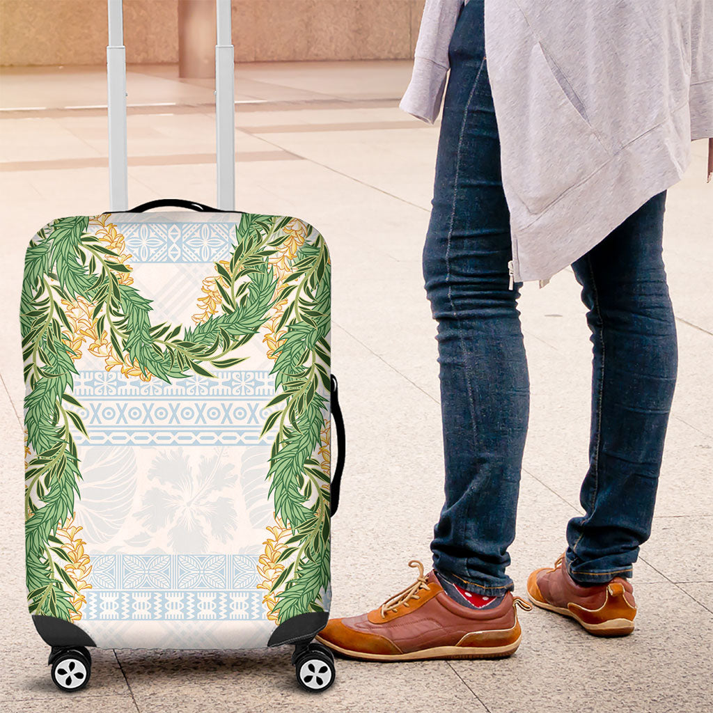 Hawai'i Paniolo Maile Twisted Lei Luggage Cover Winter White