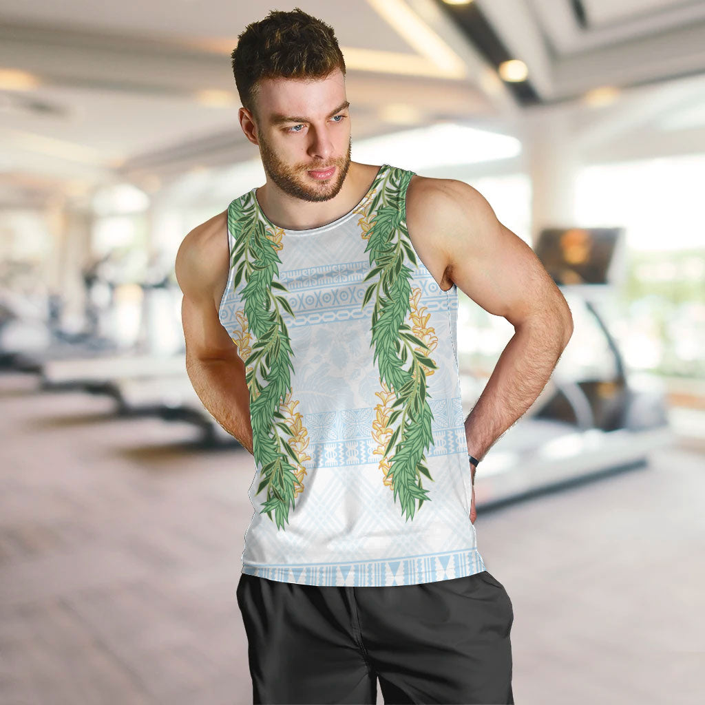 Hawai'i Paniolo Maile Twisted Lei Men Tank Top Winter White LT7 White - Polynesian Pride