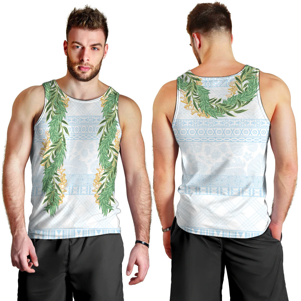 Hawai'i Paniolo Maile Twisted Lei Men Tank Top Winter White LT7 - Polynesian Pride