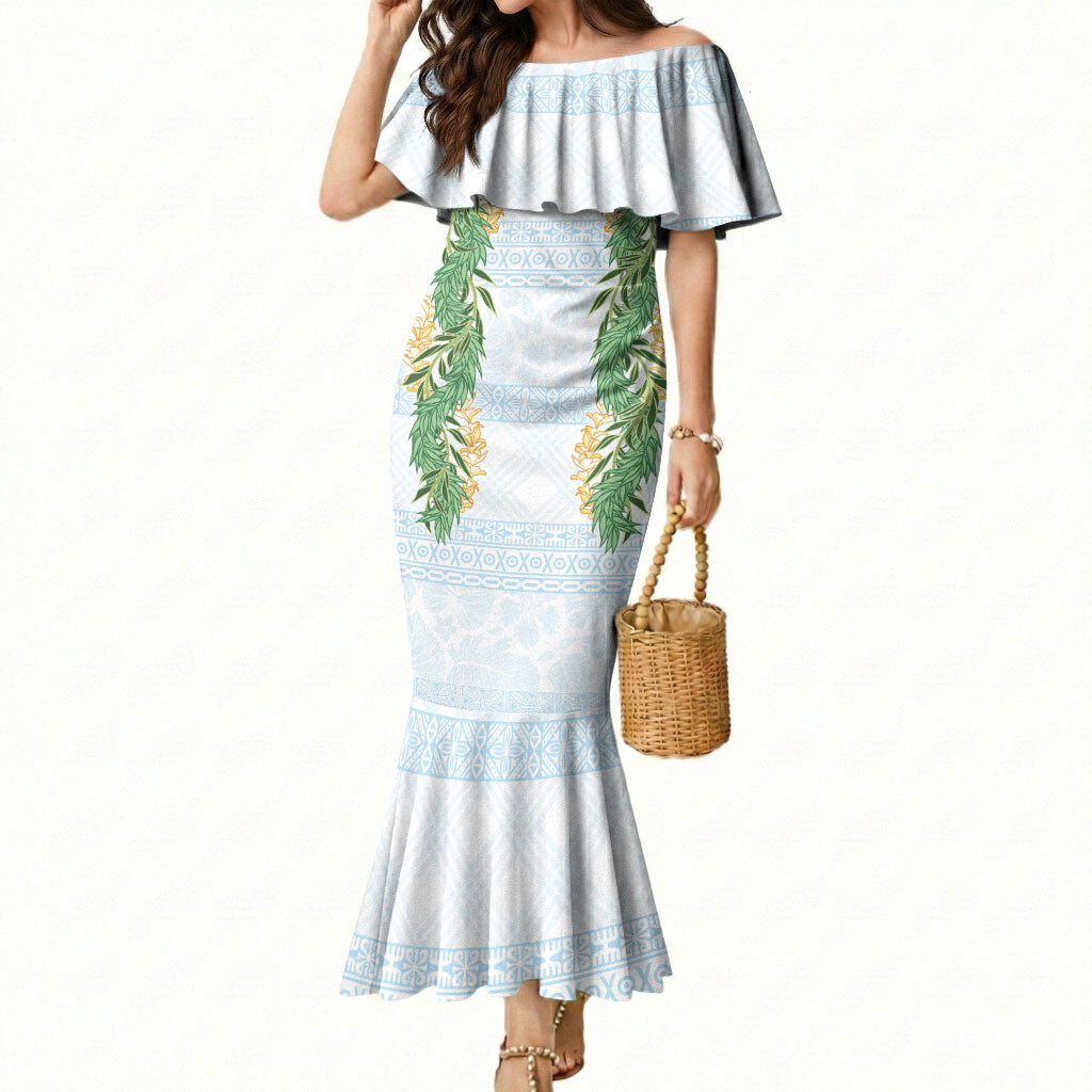 Hawai'i Paniolo Maile Twisted Lei Mermaid Dress Winter White