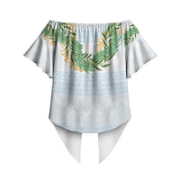 Hawai'i Paniolo Maile Twisted Lei Off Shoulder Wrap Waist Top Winter White LT7 - Polynesian Pride