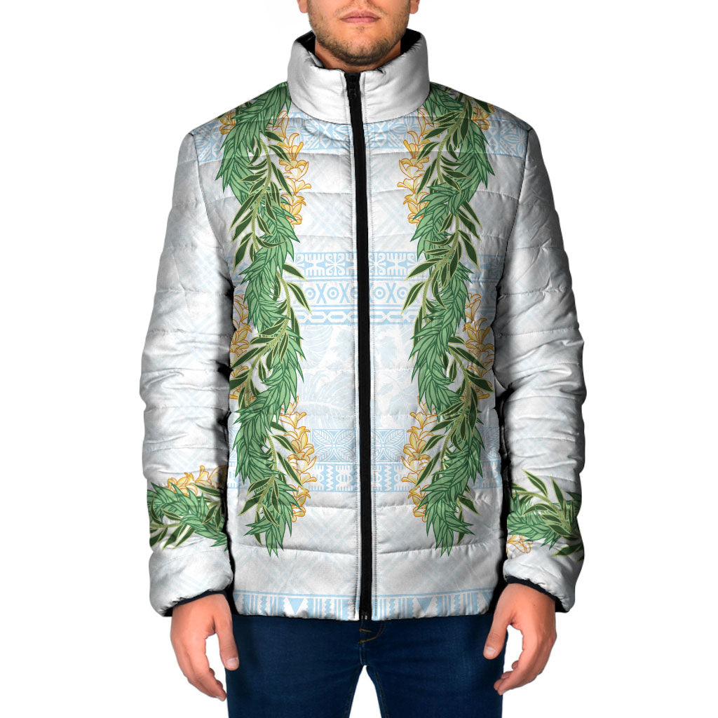 Hawai'i Paniolo Maile Twisted Lei Padded Jacket Winter White LT7 Men White - Polynesian Pride