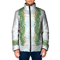 Hawai'i Paniolo Maile Twisted Lei Padded Jacket Winter White LT7 Men White - Polynesian Pride