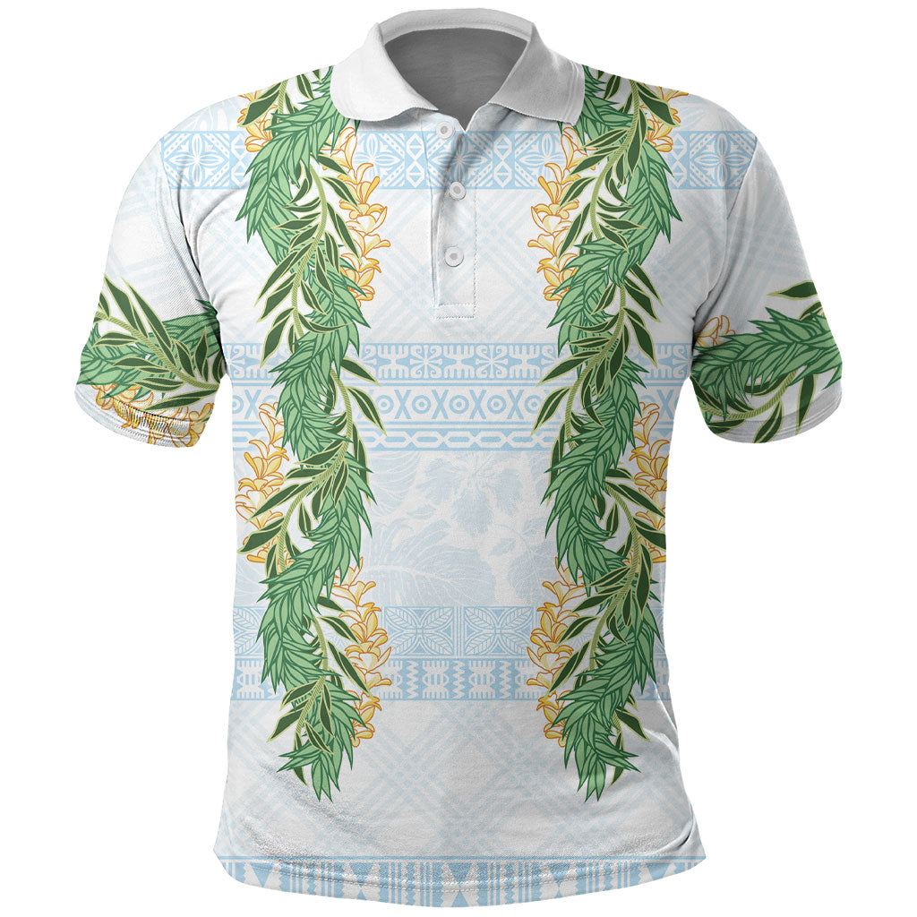 Hawai'i Paniolo Maile Twisted Lei Polo Shirt Winter White