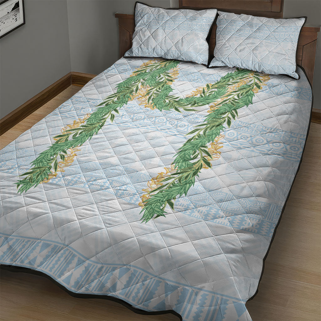 Hawai'i Paniolo Maile Twisted Lei Quilt Bed Set Winter White LT7 - Polynesian Pride