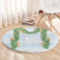 Hawai'i Paniolo Maile Twisted Lei Round Carpet Winter White LT7 - Polynesian Pride