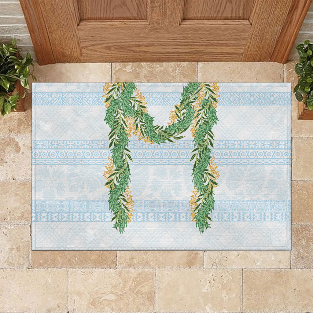 Hawai'i Paniolo Maile Twisted Lei Rubber Doormat Winter White LT7 White - Polynesian Pride