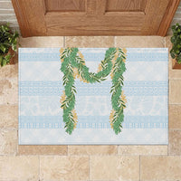 Hawai'i Paniolo Maile Twisted Lei Rubber Doormat Winter White LT7 White - Polynesian Pride