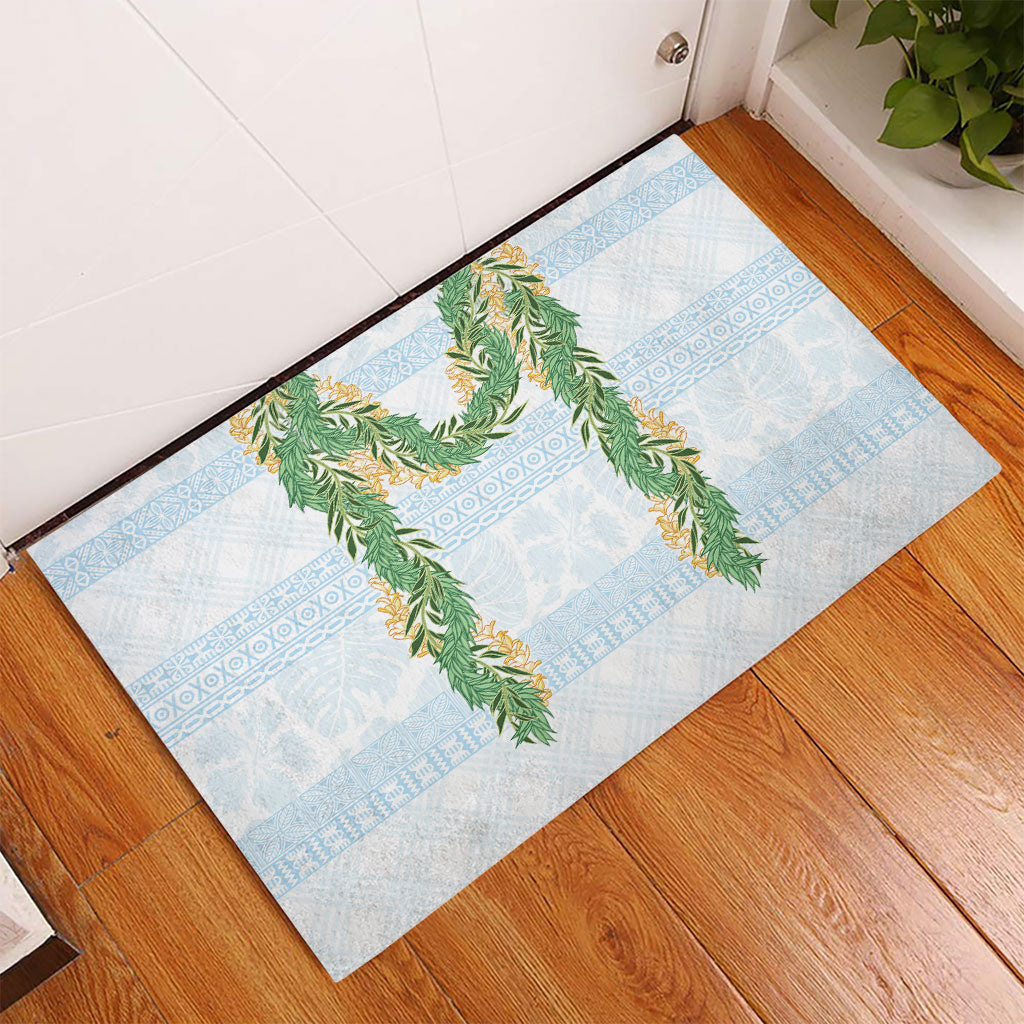 Hawai'i Paniolo Maile Twisted Lei Rubber Doormat Winter White LT7 - Polynesian Pride