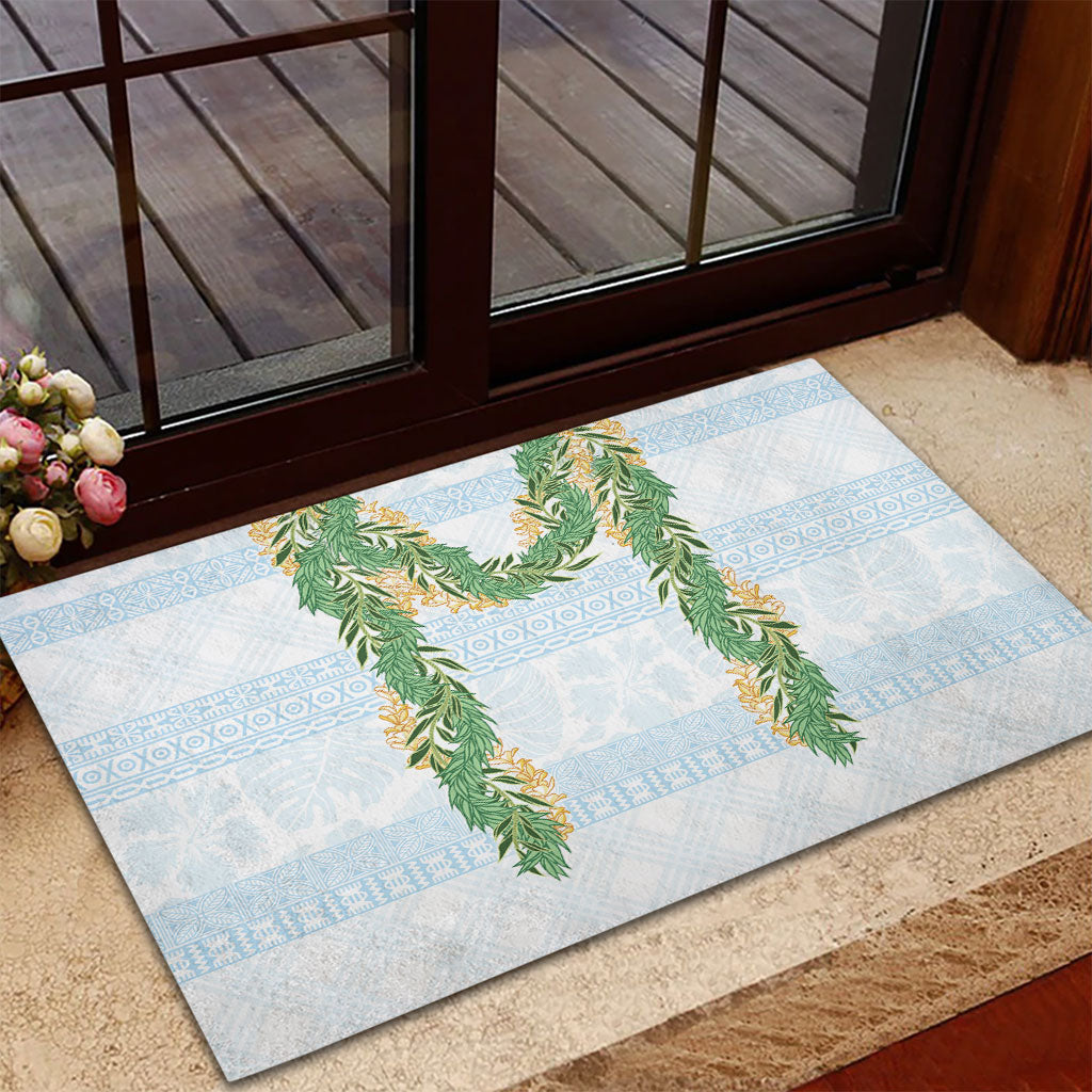 Hawai'i Paniolo Maile Twisted Lei Rubber Doormat Winter White LT7 - Polynesian Pride