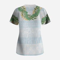 Hawai'i Paniolo Maile Twisted Lei Scrub Top Winter White LT7 - Polynesian Pride