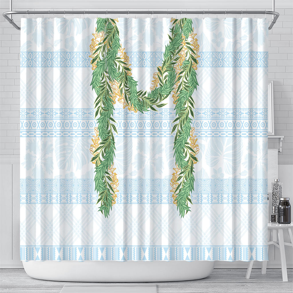 Hawai'i Paniolo Maile Twisted Lei Shower Curtain Winter White LT7 - Polynesian Pride