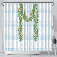 Hawai'i Paniolo Maile Twisted Lei Shower Curtain Winter White LT7 - Polynesian Pride