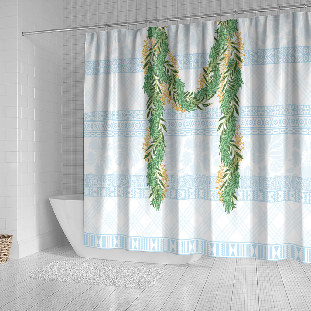 Hawai'i Paniolo Maile Twisted Lei Shower Curtain Winter White LT7 - Polynesian Pride
