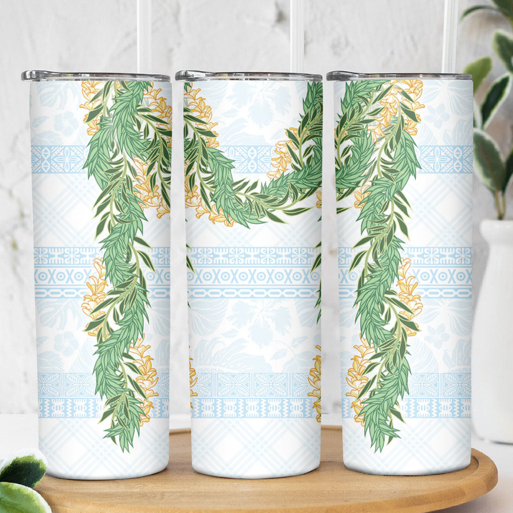 Hawai'i Paniolo Maile Twisted Lei Skinny Tumbler Winter White LT7 - Polynesian Pride