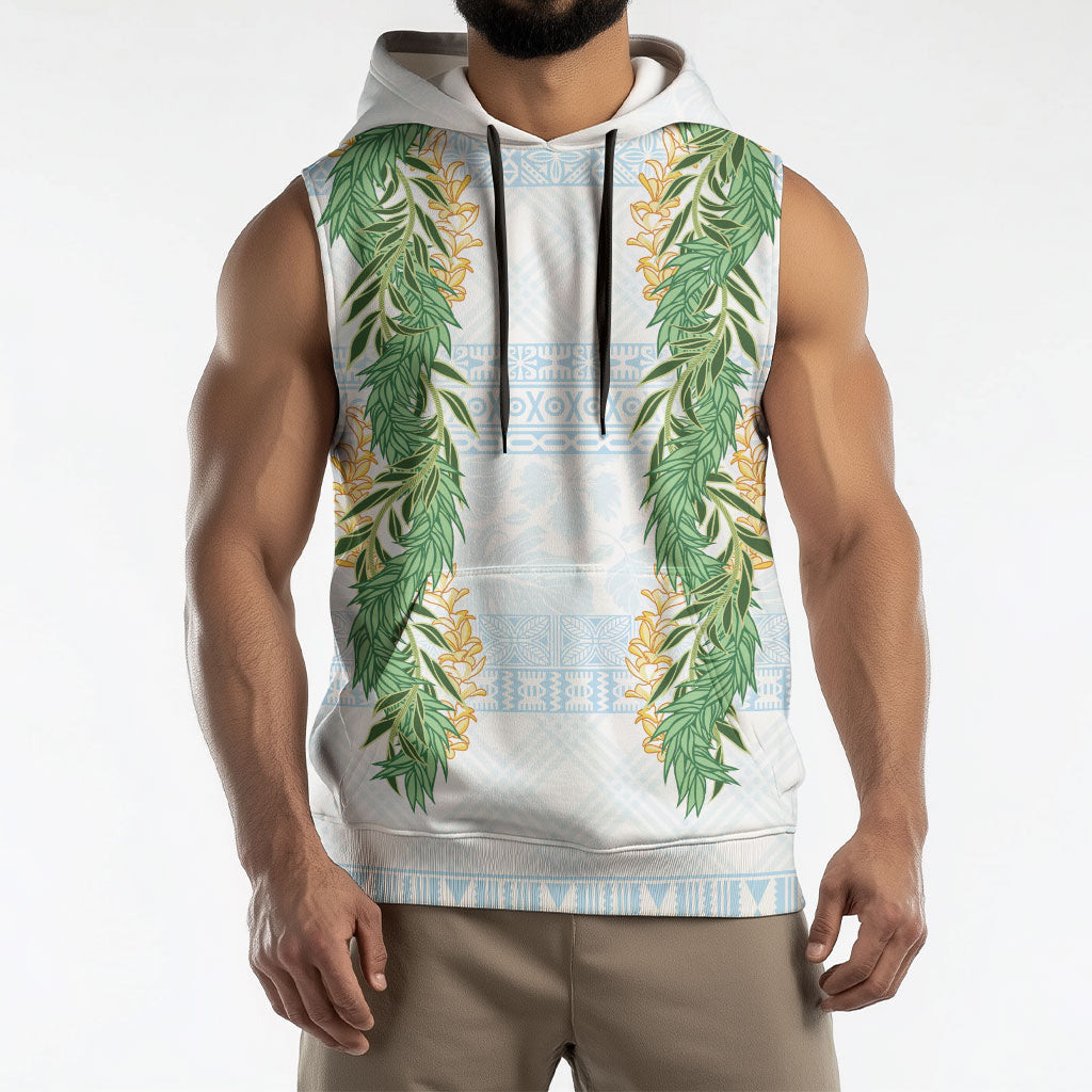 Hawai'i Paniolo Maile Twisted Lei Sleeveless Hoodie Winter White LT7 - Polynesian Pride